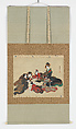 Women Playing a Poetry-matching Card Game, Teisai Hokuba (Japanese, 1771–1844), Hanging scroll; ink and color on silk, Japan